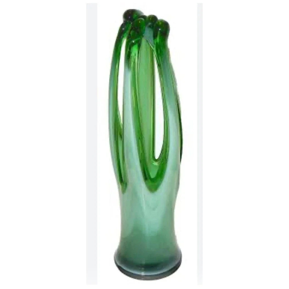 Vintage MAEXSA Hand Blown Green Art Glass Vase